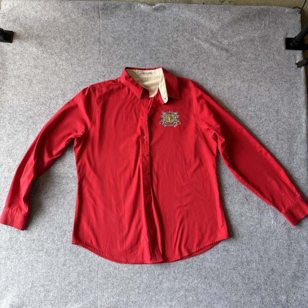 Port Authority Red Button-Down Shirt Womens L Presidents Club Crest Long Sleeve